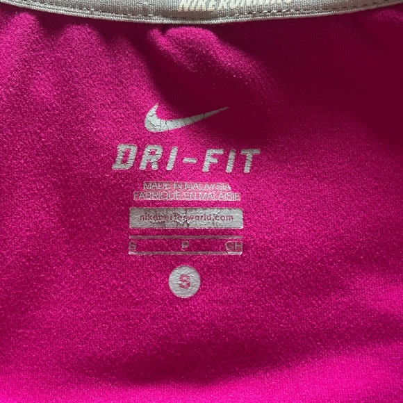 Nike DriFit L/S Running Shirt S
Quarter Zip, Pink w Navy Trim Swoosh Activewear - Picture 6 of 8